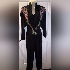 Vintage Embellished IIF 1980's Jumpsuit Size 8 Retro Holiday Christmas